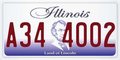 IL license plate A344002