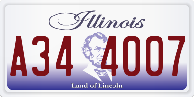 IL license plate A344007