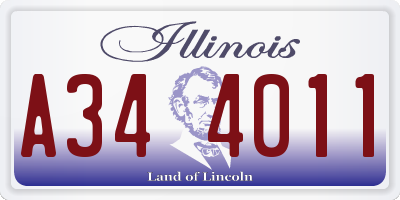 IL license plate A344011