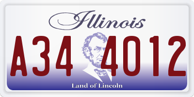 IL license plate A344012