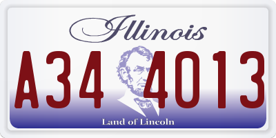 IL license plate A344013