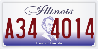 IL license plate A344014