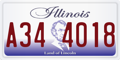 IL license plate A344018