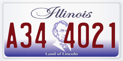 IL license plate A344021