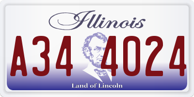 IL license plate A344024