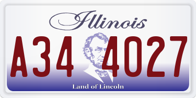IL license plate A344027