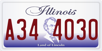 IL license plate A344030