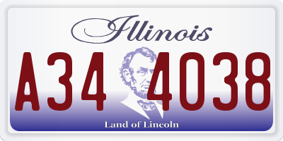 IL license plate A344038