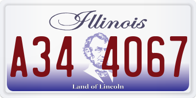 IL license plate A344067