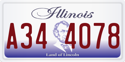 IL license plate A344078