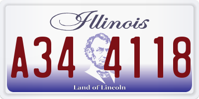IL license plate A344118