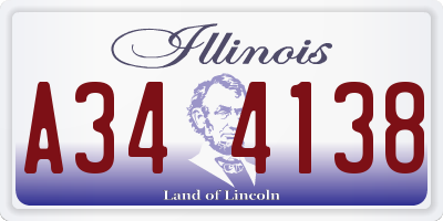 IL license plate A344138