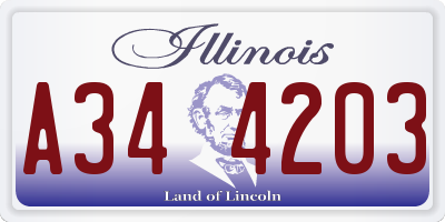 IL license plate A344203