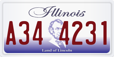 IL license plate A344231