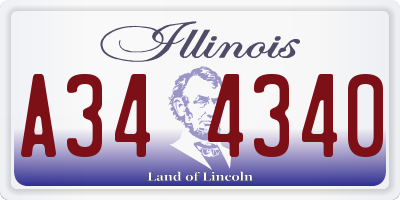 IL license plate A344340