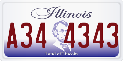 IL license plate A344343