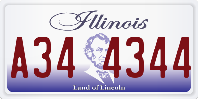 IL license plate A344344