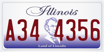 IL license plate A344356