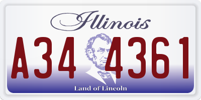 IL license plate A344361