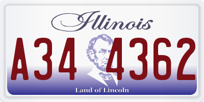IL license plate A344362