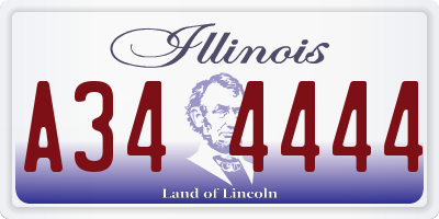 IL license plate A344444