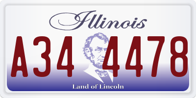 IL license plate A344478