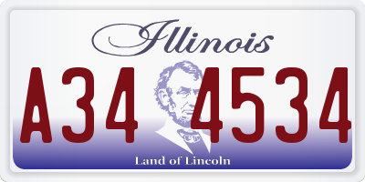 IL license plate A344534