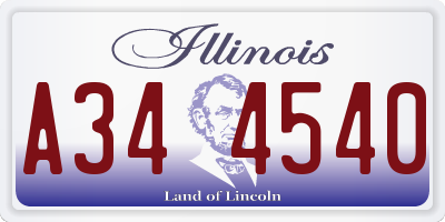 IL license plate A344540