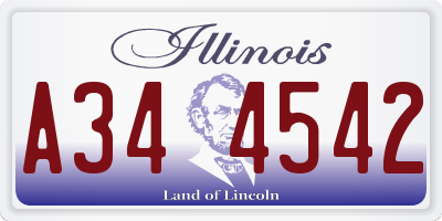 IL license plate A344542