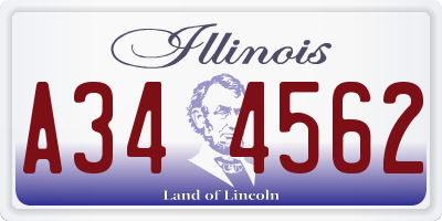 IL license plate A344562