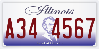 IL license plate A344567