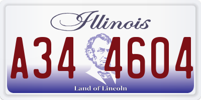 IL license plate A344604