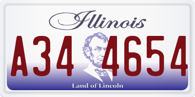 IL license plate A344654