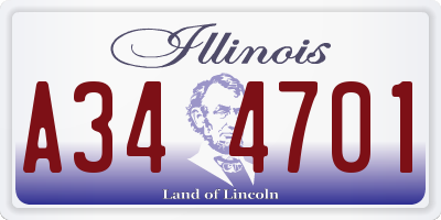 IL license plate A344701