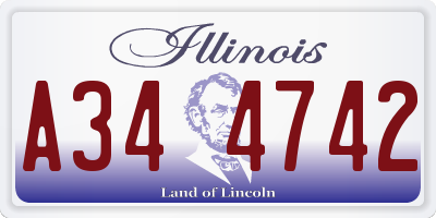 IL license plate A344742