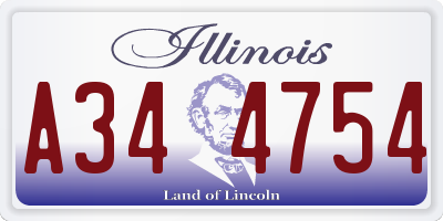 IL license plate A344754