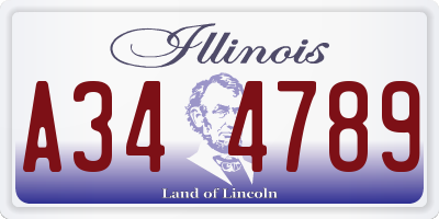 IL license plate A344789