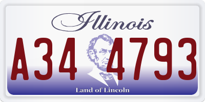 IL license plate A344793