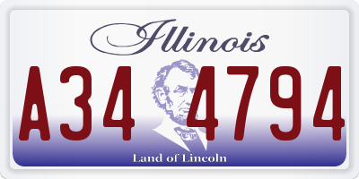 IL license plate A344794