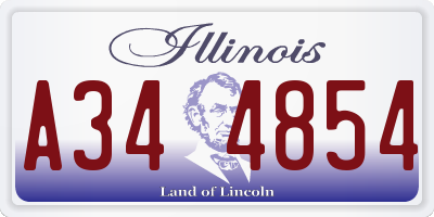 IL license plate A344854