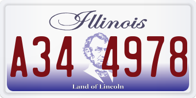 IL license plate A344978