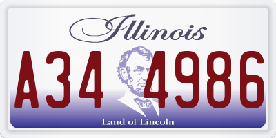 IL license plate A344986