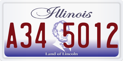 IL license plate A345012