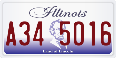 IL license plate A345016