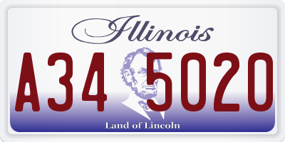IL license plate A345020