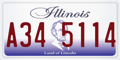 IL license plate A345114