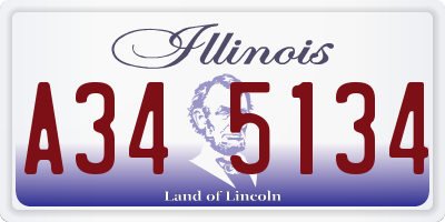 IL license plate A345134