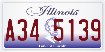 IL license plate A345139