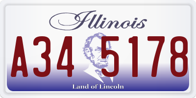 IL license plate A345178