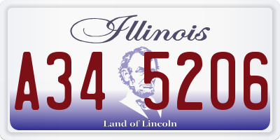 IL license plate A345206